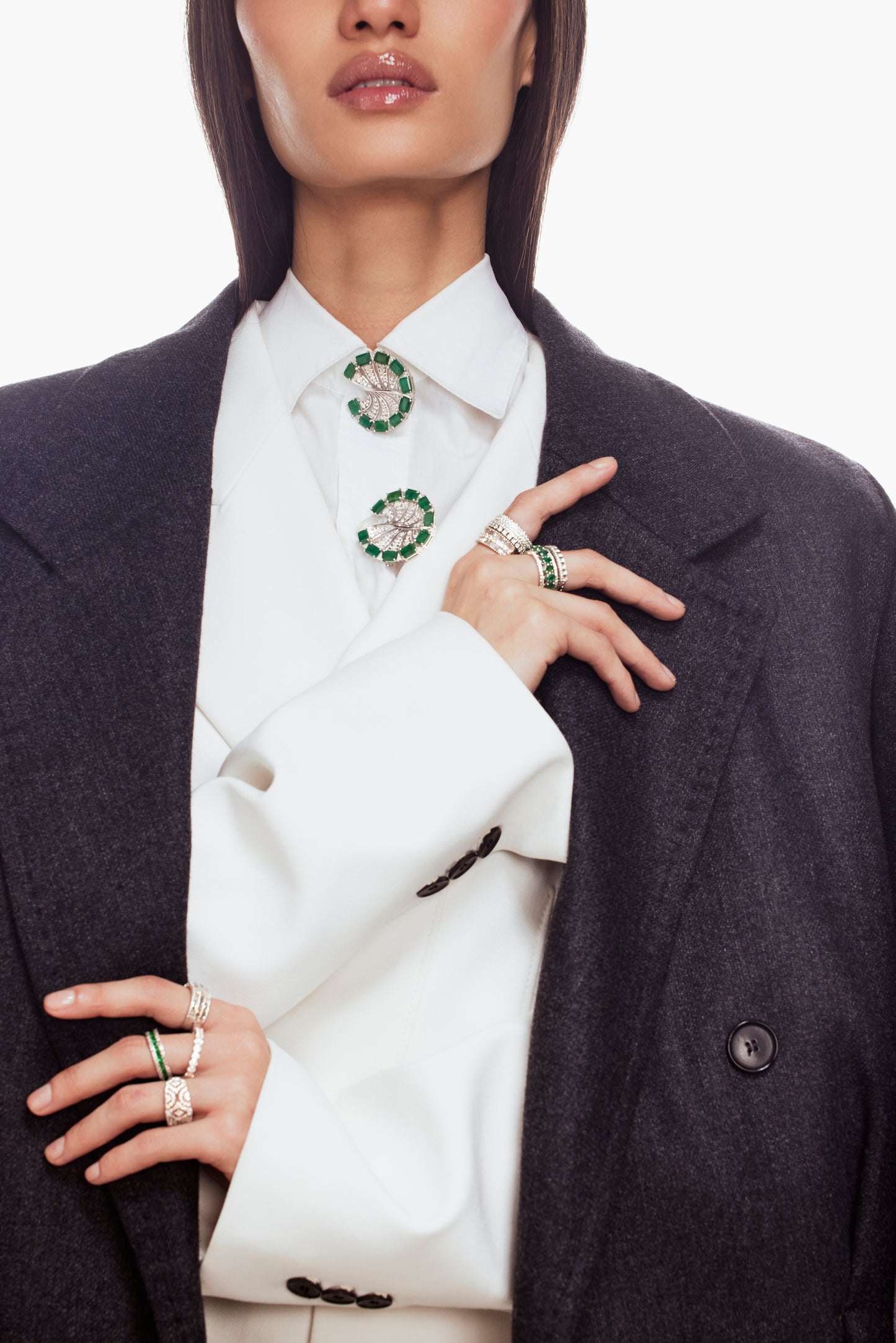 Emerald and Diamond Wheel Earrings