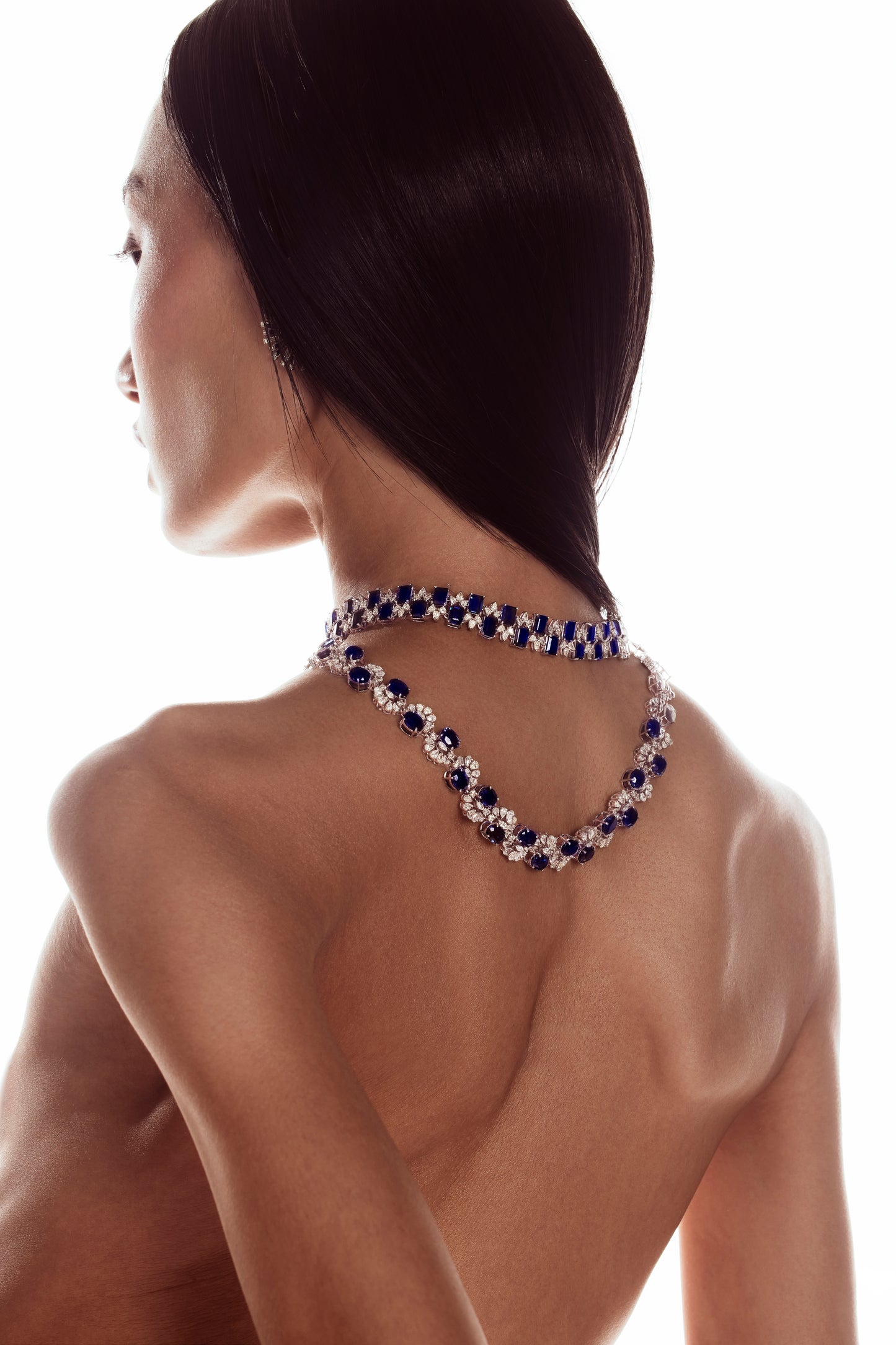 Blue Tanzanite and Diamond Necklace