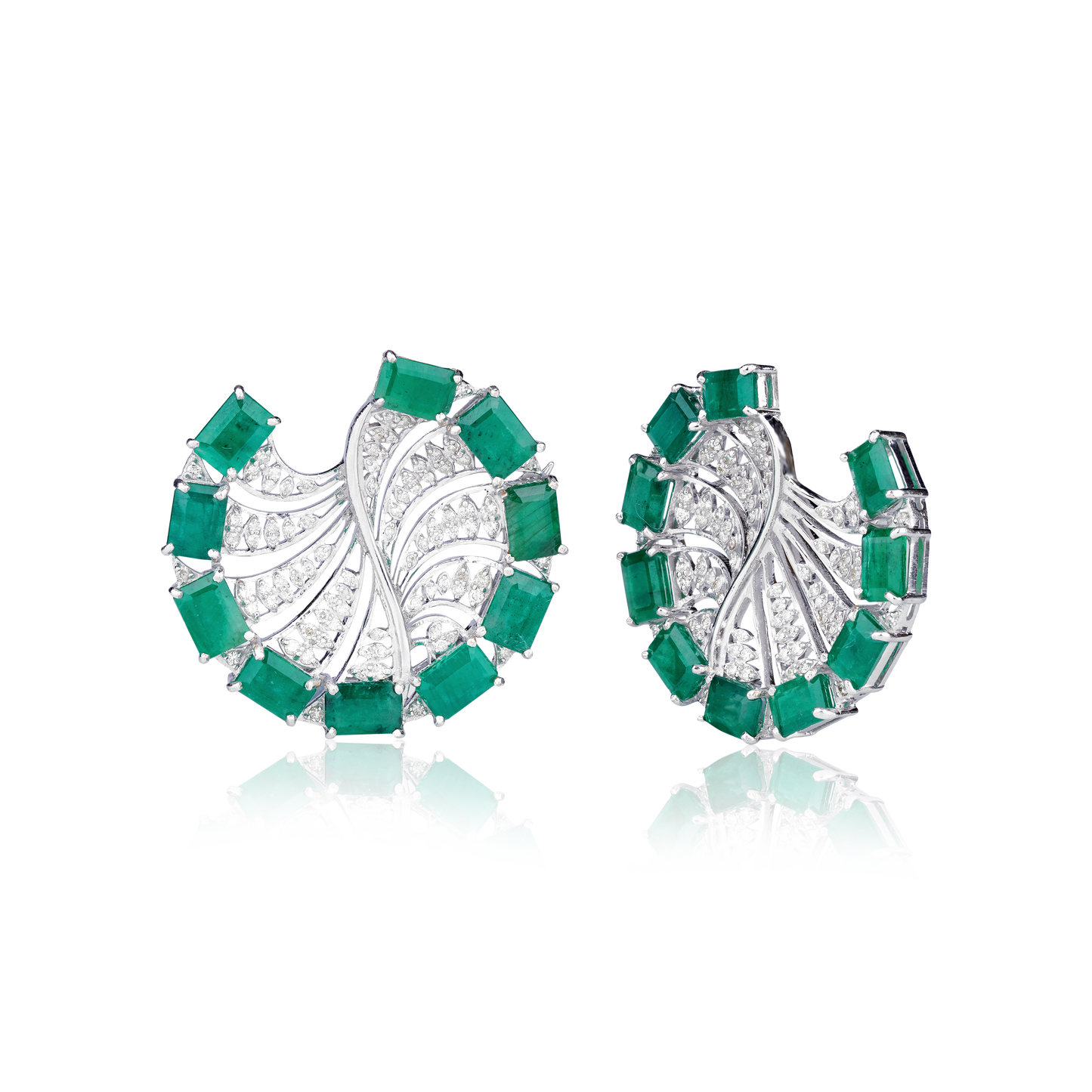 Emerald and Diamond Wheel Earrings