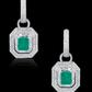 Radiant Cut Emerald and Diamond Earrings