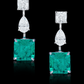 Princess Cut Emerald and Diamond Drop Earrings