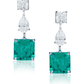 Princess Cut Emerald and Diamond Drop Earrings