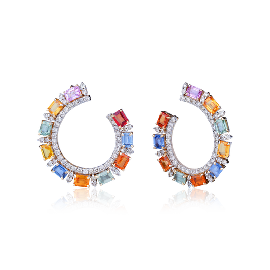 Multi coloured Sapphire Earrings