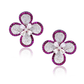 Flower Ruby and Diamond Studs