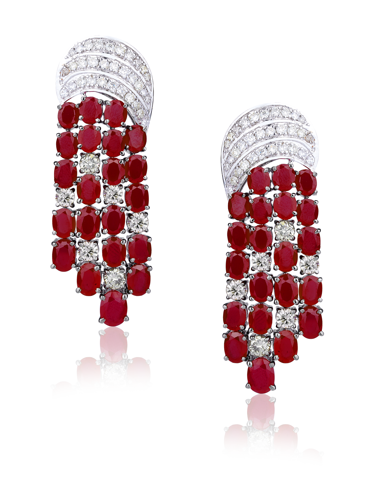 Ruby and Diamond Dangler Earrings