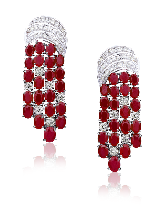 Ruby and Diamond Dangler Earrings