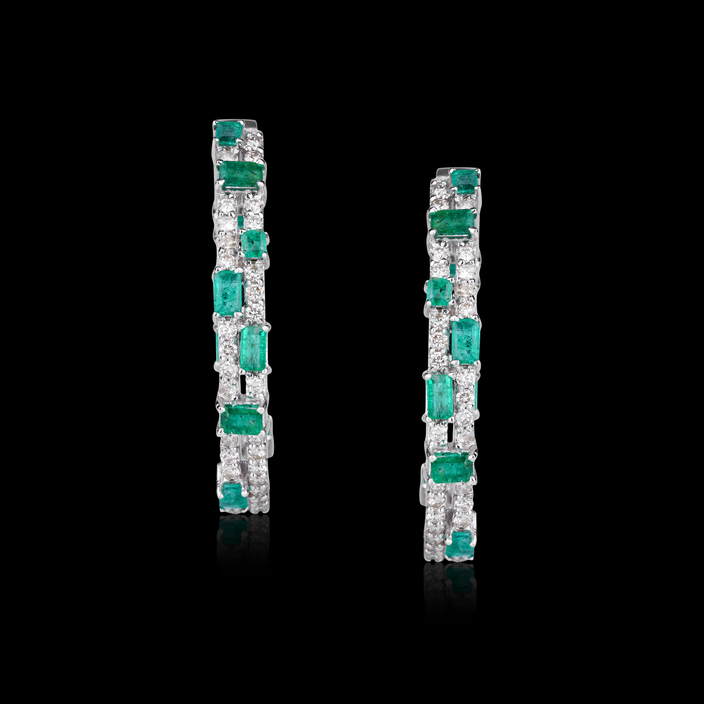 Emerald and Diamond Hoops