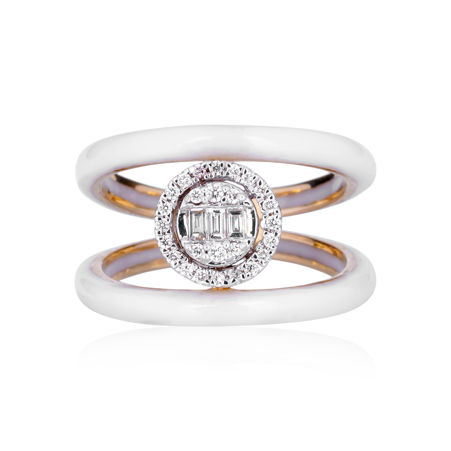 White Enamel Diamond Ring