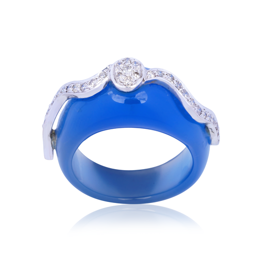 Blue Resin and Diamond Ring