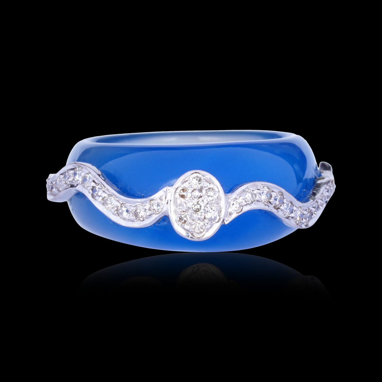 Blue Resin and Diamond Ring