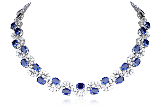 Blue Tanzanite and Diamond Necklace