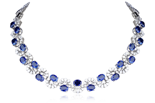 Blue Tanzanite and Diamond Necklace