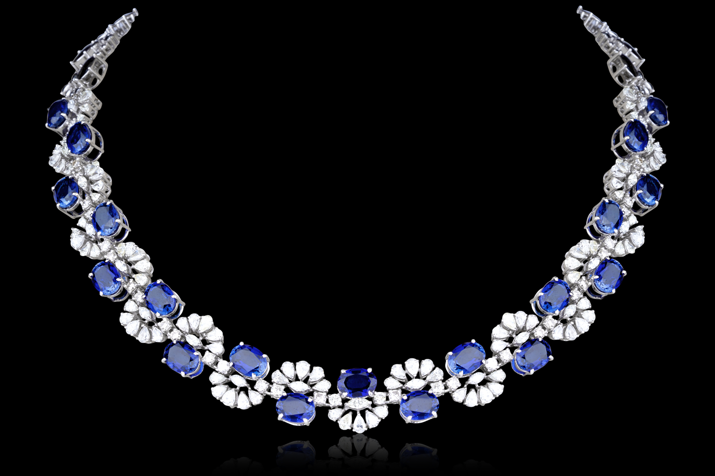 Blue Tanzanite and Diamond Necklace