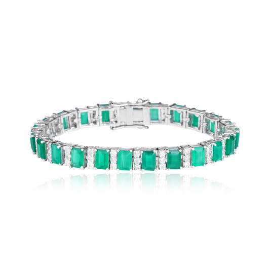 Radiant Cut Emerald and Diamond Tennis Bracelet