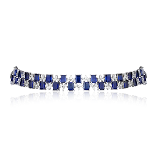 Blue Tanzanite And Diamond Choker