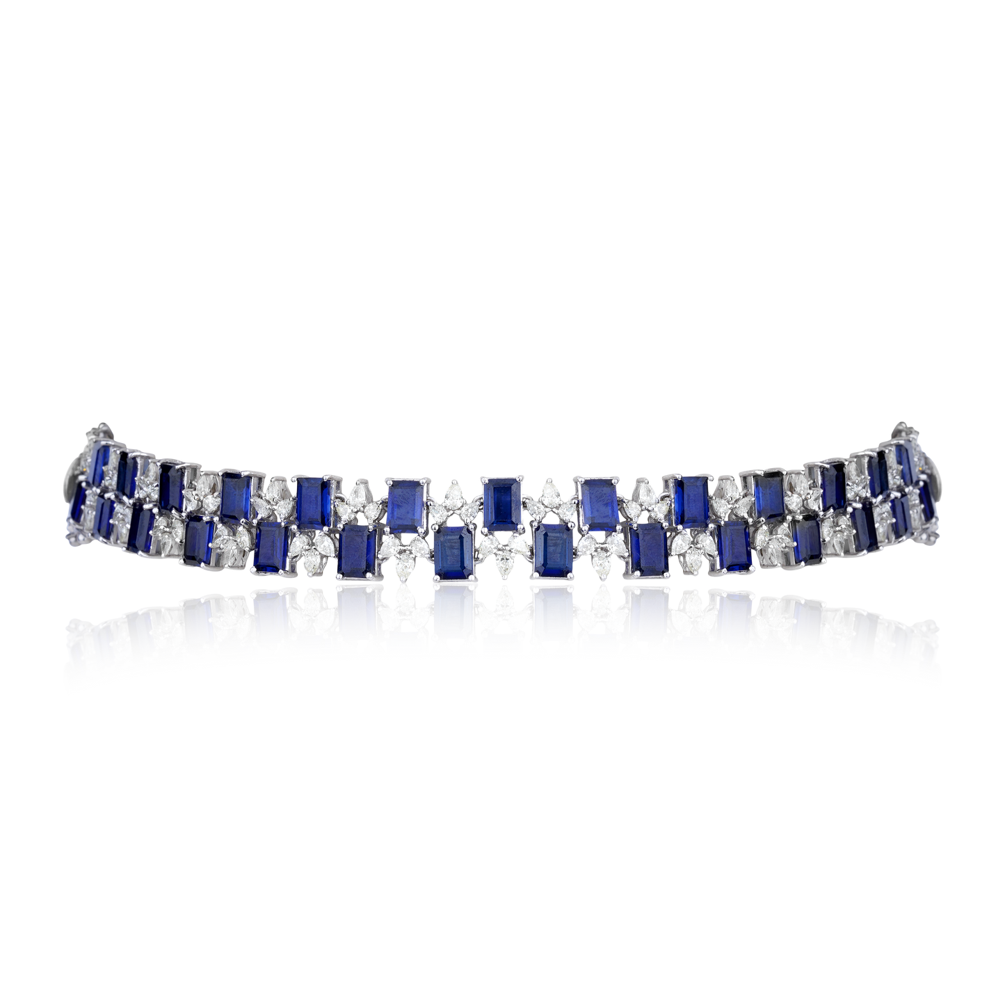 Blue Tanzanite And Diamond Choker