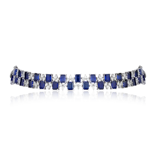 Blue Tanzanite And Diamond Choker