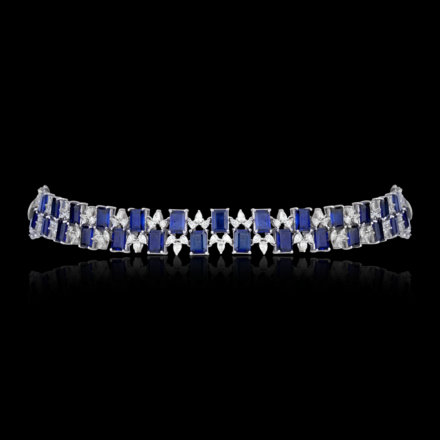 Blue Tanzanite And Diamond Choker